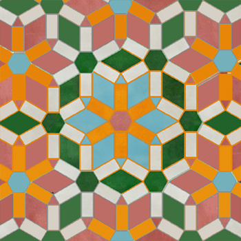 Mosaic House Moroccan tile Sata FN SQ 13-12-1-10-29 Light Turquoise Light Green White Green Orange   